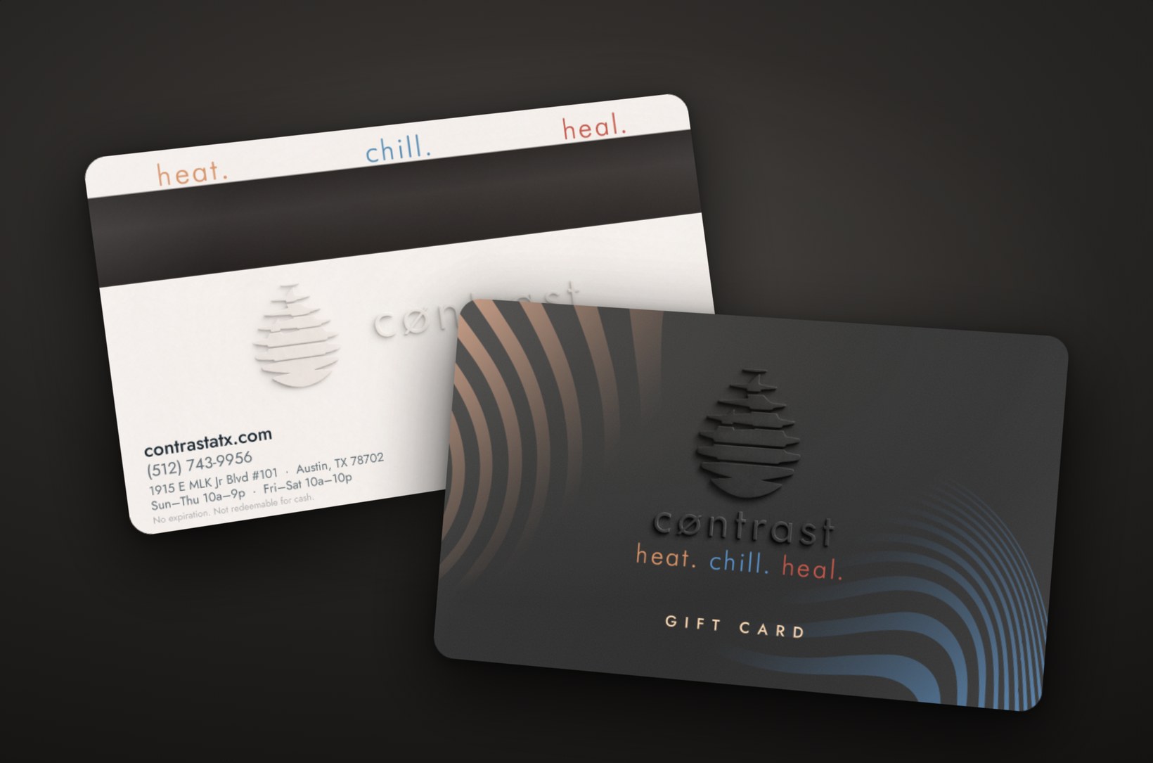 Cøntrast gift card, front and back